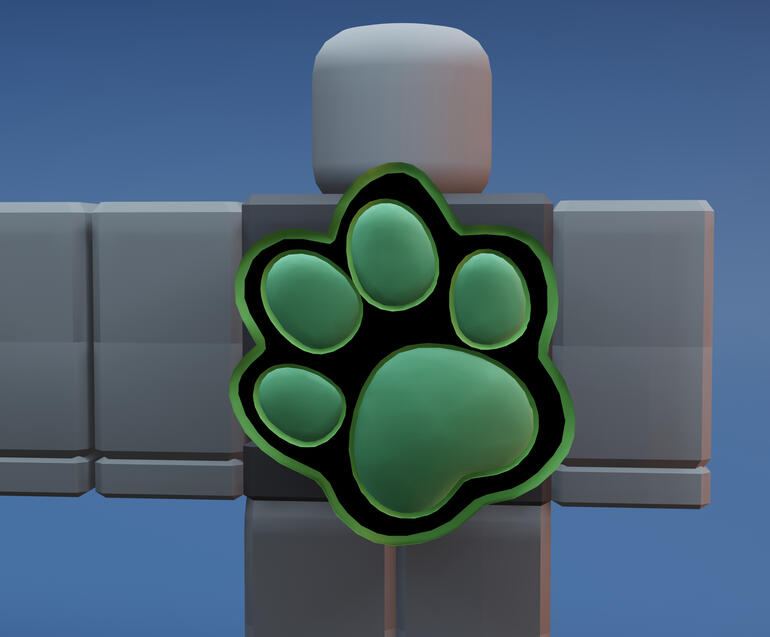 Untitled https://www.roblox.com/catalog/17361369360/Light-Green-Paws-Backpack